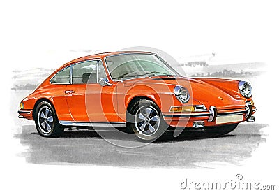 Porsche 911 Cartoon Illustration