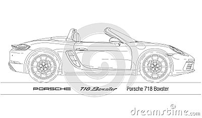 Porsche 718 Boxster car silhouette, illustration Vector Illustration