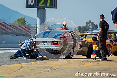 Porsche 924 in Circuit de Barcelona, Catalonia, Spain. Editorial Stock Photo