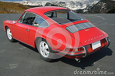 1967 Porsche 911 coupe with mountains Editorial Stock Photo