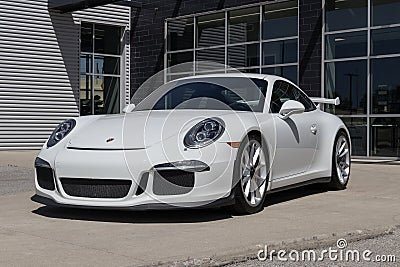 Porsche 911 GT3 display at a dealership. Porsche offers the 911 GT3 with a 3.8-liter flat-6 naturally aspirated engine Editorial Stock Photo