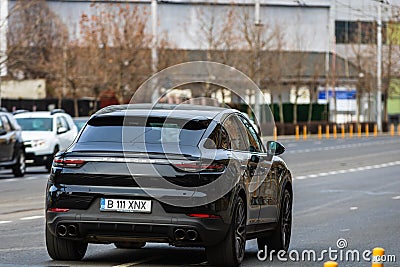 Porsche luxury car in traffic in Bucharest, Romania, 2022 Editorial Stock Photo