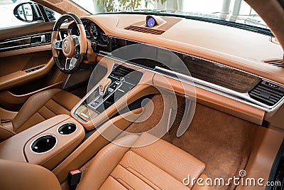 Porsche Panamera Turbo interior Editorial Stock Photo