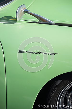 Porsche 356 Speedster side panel decal closeup Editorial Stock Photo