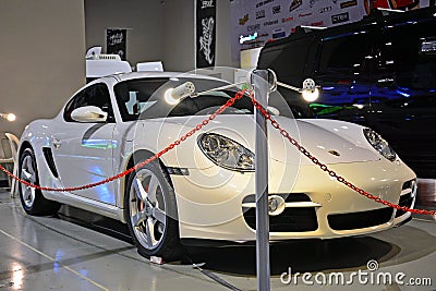 Porsche sports car at Trans Sport Show in Pasay, Philippines Editorial Stock Photo