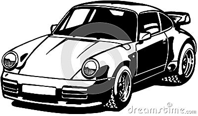 Porshe car cartoon Vector Clipart Vector Illustration
