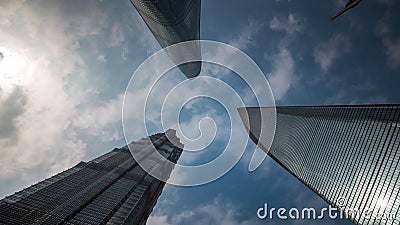 Porslin för schackningsperiod för tid för sikt 4k för i stadens centrum himmel för byggnader för överkant för Shanghai dagtak övr lager videofilmer Porslin för schackningsperiod för tid för sikt 4k för i stadens centrum himmel för byggnader för överkant för Shanghai dagtak övr lager videofilmer
