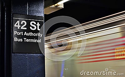 Port Authority New York City Subway Commuting to Work MTA Fast Train Commute Station Editorial Stock Photo