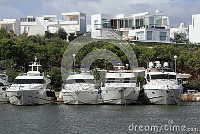 Port Cala Llonga, Cruise Ship from Es Forti, Cala dÂ´Or, Cala Gran, Cala Esmeralda, Cala Ferrera to Porto Colom, Majorca Stock Photo