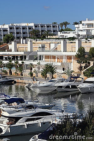 Port Cala Llonga, Cruise Ship from Es Forti, Cala dÂ´Or, Cala Gran, Cala Esmeralda, Cala Ferrera to Porto Colom, Majorca Stock Photo