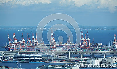Port cargo handling equipment Editorial Stock Photo