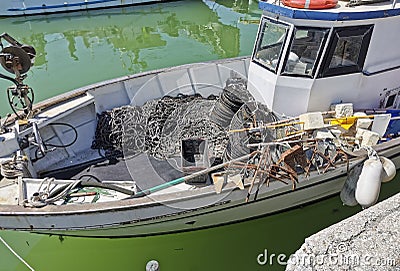 port of Cattolica with fishing boats mediterranean sea Stock Photo