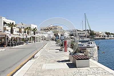 Port in Chora, Naxos island Editorial Stock Photo