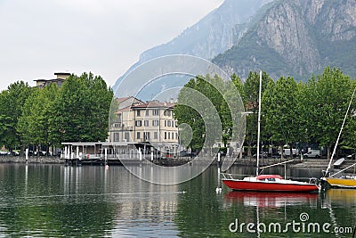 Port of the city of Lecco Stock Photo