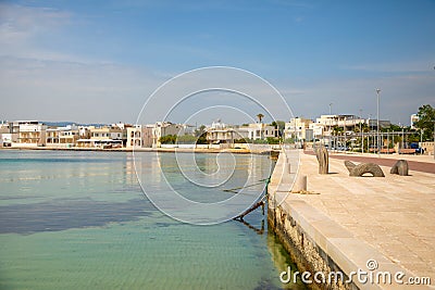 Port with cityview of Torre Canne, Fasano in south Italy Stock Photo