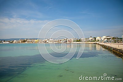 Port with cityview of Torre Canne, Fasano in south Italy Stock Photo