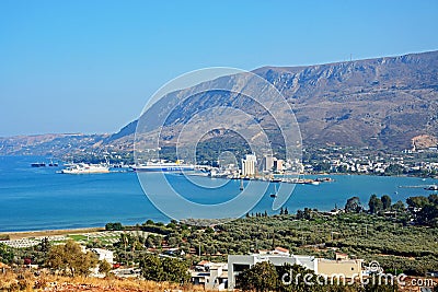 Port and coastline, Chania. Editorial Stock Photo