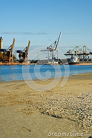 port cranes. Industrial Zone . port Stock Photo