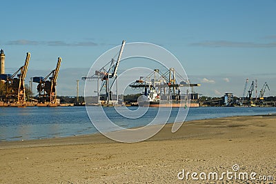port cranes. Industrial Zone . port Stock Photo