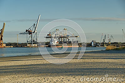 port cranes. Industrial Zone . port Stock Photo