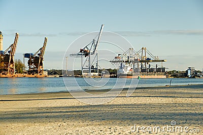 port cranes. Industrial Zone . port Stock Photo