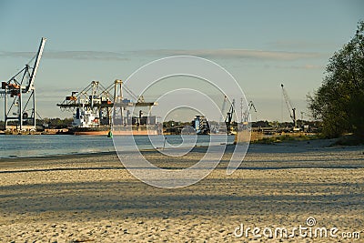 port cranes. Industrial Zone . port Stock Photo