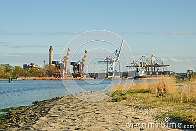 port cranes. Industrial Zone . port Stock Photo