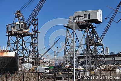 Port cranes at Wallabout Bay Editorial Stock Photo