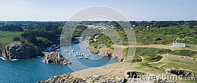 Port de la meule in l`Ã®le d`Yeu, a French island Stock Photo