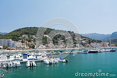 View from the sea of the city, yachts, beach, streets, hotels. Editorial Stock Photo