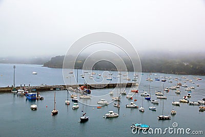 Port of Douarnenez in bad weather (Brittany, Finistere, France) Stock Photo