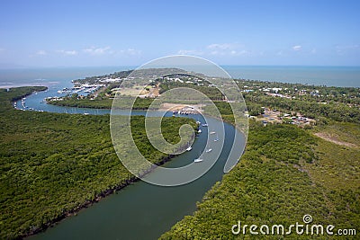 Port Douglas aerial landscape Stock Photo