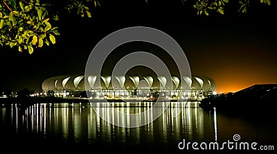 Port Elizabeth Soccer Stadium at Night Editorial Stock Photo