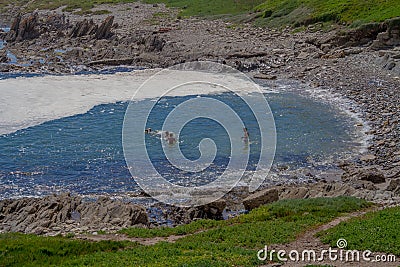 Children at play in a natural rock pool Editorial Stock Photo