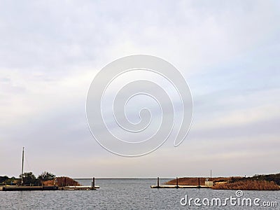 Port entrance of a small harbor Stock Photo