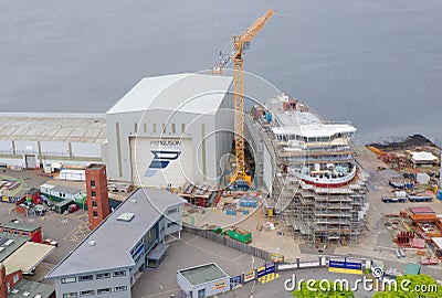 Port Glasgow, UK, June 24th 2023, Ship Building in Port Glasgow Shipbuilding Scaffold and crane Editorial Stock Photo