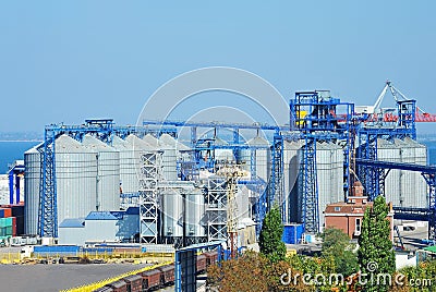 Port grain silo Stock Photo