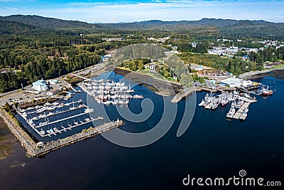 Aerial shot of Port Hardy on Vancouver Island, British Columbia, Canada Editorial Stock Photo