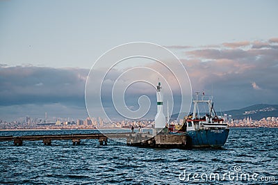 Port on Heybeliada, one of the Princes Islands in Istanbul Editorial Stock Photo