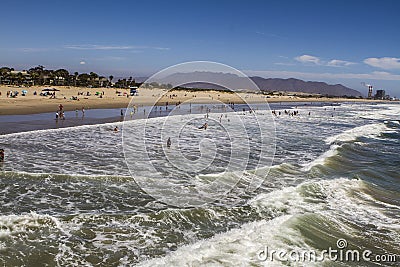 Port Hueneme beach waves Editorial Stock Photo