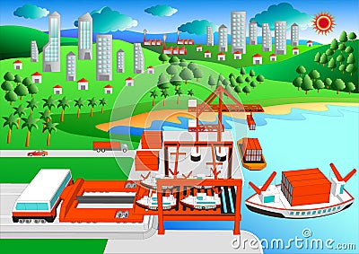 Port illustration Vector Illustration