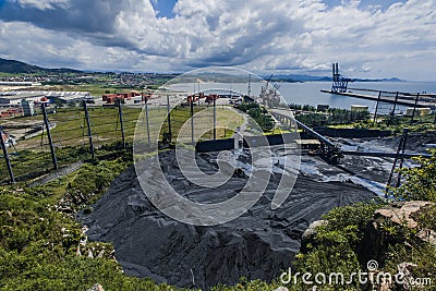 Port of Imbituba, southern Brazil, main transport is mineral coal Stock Photo