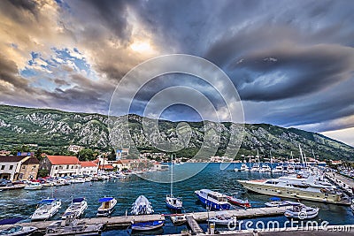 Port in Kotor Editorial Stock Photo