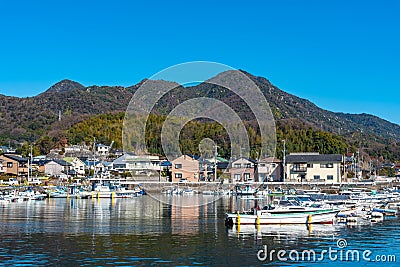 Port Kuba, a small local fishing port in Otake City Editorial Stock Photo