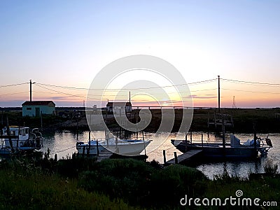 The port of La Cayenne, a summer evening Editorial Stock Photo