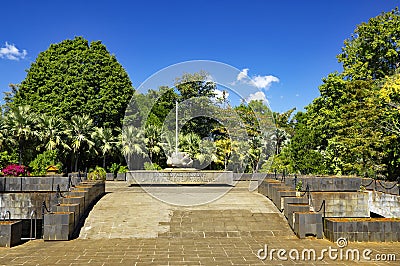 Memorial founded In beloved memory of the father nation standing in the Sir Seewoosagur Ramgoolam Botanical Garden Editorial Stock Photo