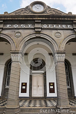 Historical main post office building in Port Louis, Mauritius island. Editorial Stock Photo