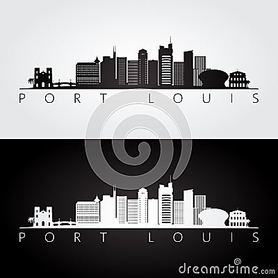 Port Louis skyline and landmarks silhouette Vector Illustration