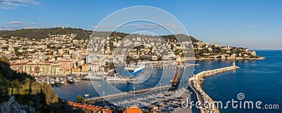 Port Lympia as seen from Colline du chateau - Nice, France Stock Photo