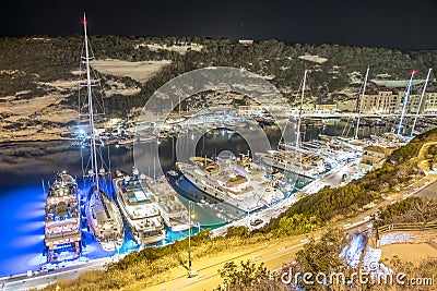 Port in Bonifacio in Corse full of luxury yachts Editorial Stock Photo
